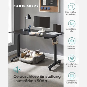 Birou reglabil Songmics Negru 140x70x119 cm - Img 2