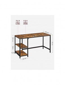 Birou, Vasagle, Maro Rustic, LWD55X, 140 x 60 x 75 cm - Img 3