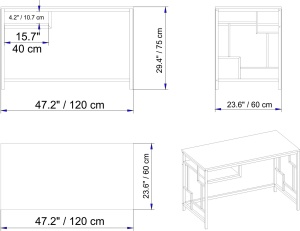 Birou Victory Auriu 120x75x60 cm - Img 5