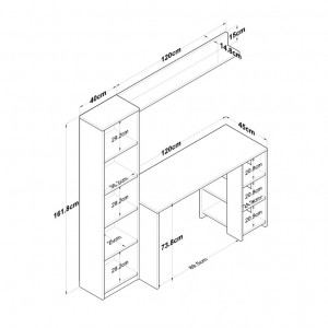 Biroul de studiu HA116, Nuc- Antracit - Img 11
