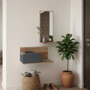 Bufet suspendat cu oglinda, Miranda, Pako, Stejar 60x30x89.5 cm