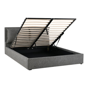 Cadru de pat dublu cu spatiu de depozitare Dorma, Gri inchis, 223x172x95 cm - Img 2