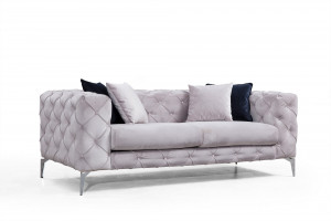 Canapea 2 locuri Adbul Gri deschis 202x60 cm - Img 2