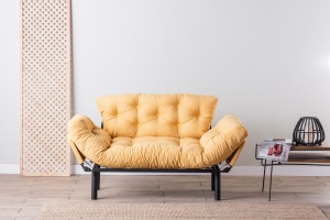 Canapea extensibila 2 locuri Nitta Mustar 187x70 cm - Img 2