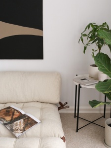 Canapea extensibilă cu 2 locuri Fold Crem 120x79x75 cm - Img 3