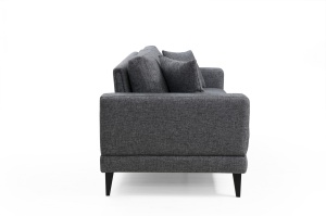 Canapea extensibilă cu 3 locuri Nordic Gri inchis 210x90x85 cm - Img 9