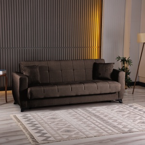 Canapea extensibila cu 3 locuri si spatiu de depozitare, Modesto, Pako, Maro 213x84x86 cm