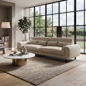 Canapea extensibila cu 4 locuri Dorana, Bej, 89x286x83 cm