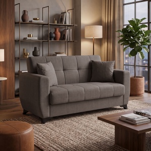 Canapea extensibila cu spatiu de depozitare Modesto, Maro, 155x75x85 cm