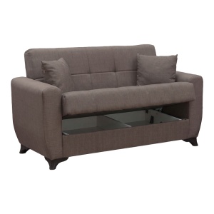 Canapea extensibila cu spatiu de depozitare Modesto, Maro, 155x75x85 cm - Img 4