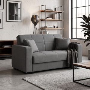 Canapea extensibila cu spatiu de depozitare Vox, Gri/Negru, 180x75x85 cm