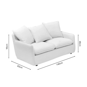 Canapea Interest 2 locuri bej din material textil cu trei perne 140x85x90 cm - Img 4