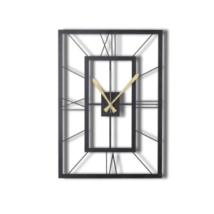 Ceas de perete decorativ din metal November Negru 70x49 cm - Img 4