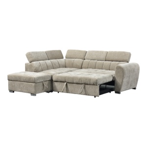 Coltar drapta extensibil cu depozitare, Nuvora, Pako, Bej 244x225x79 cm - Img 3