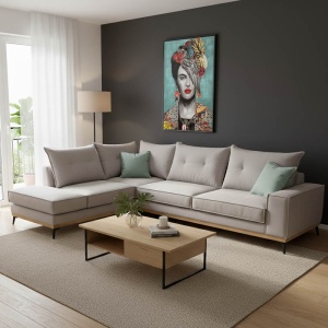 Coltar Dreapta Luxury II Elephant - Ciel - Negru 290x235x90 cm