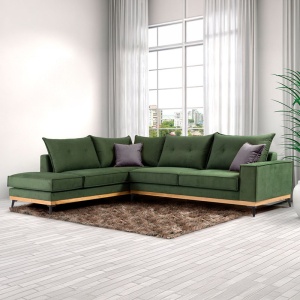 Coltar Dreapta Luxury II Verde Inchis Antracit - Negru 290x235x90 cm