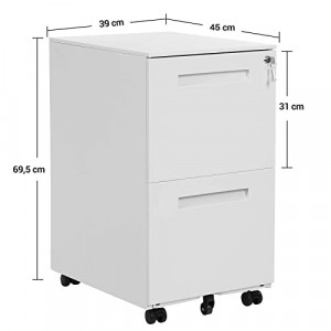 Comoda birou, Songmics, Alb, 39x45x60 cm - Img 4