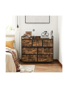 Comoda cu 7 sertare, Vasagle, 98 x 28.5 x 85, LTS137B01, Maro Rustic - Img 3