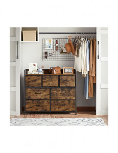 Comoda cu 7 sertare, Vasagle, 98 x 28.5 x 85, LTS137B01, Maro Rustic