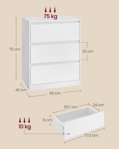 Comoda cu sertare, Lidia, Alb, 40x60x75 cm - Img 4