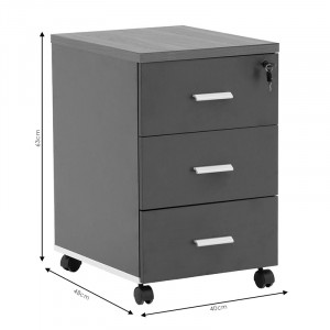 Comoda pe roti Oscar 3 sertare nuc - carbon 40x48x63cm - Img 9