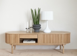 Comoda TV CARNO, Stejar deschis, 45x48x160 cm - Img 4