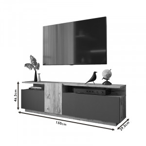 Comoda TV Elana sonoma - alb 150x29.5x46.3cm - Img 6