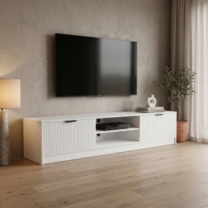 Comoda TV, Lemardo, Alb, 180x40x40 cm