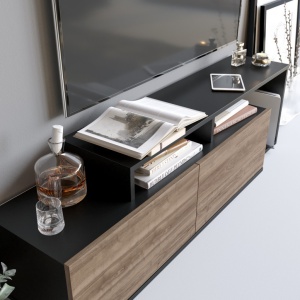 Comoda TV Nexera - Negru, Walnut - Img 3