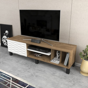 Comoda TV Olyo - Walnut, Alb - Img 2