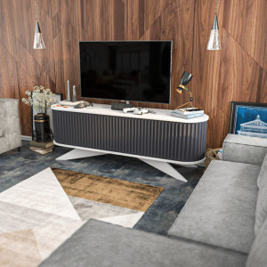 Comoda TV Stor - Antracit, Alb - Img 7