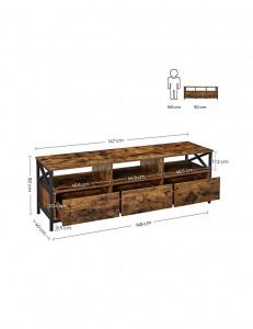 Comoda TV, Vasagle, 40 x 147 x 50 cm, LTV301B01, Maro Rustic - Img 5