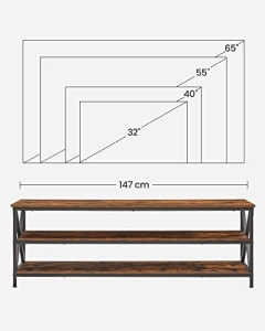 Comoda TV, Vasagle, Negru, 147x40x50 cm - Img 6