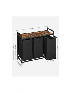 Consola de depozitare Vasagle, 3 cosuri de rufe, BLH301B01, Maro Rustic - Img 4