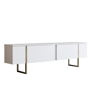 Consola TV Luxe Alb 180x30x50 cm - Img 6