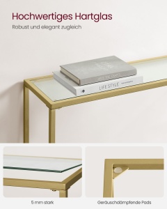 Consola Vasagle Auriu 100.5x20x80 cm - Img 5