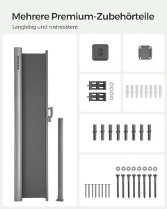 Copertina laterala, Songmics, 180 x 350 cm, Gri - Img 5