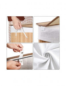 Cos de rufe, Songmics, 150L, Natural, LCB091N01, 60 x 40 x 61 cm - Img 6