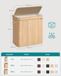 Cos de rufe Songmics Bej 62.5x41.5x61 cm - Img 2