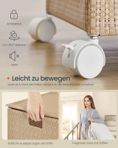 Cos de rufe Songmics, Natur, LCB601N01, 46.5 x 37.5 x 65 cm - Img 2