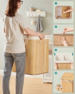 Cos de rufe Songmics Natural 50x40x61 cm - Img 6