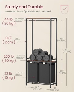 Cos de rufe, Vasagle, Maro-Negru, 73x33x175 cm - Img 5