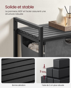 Cos de rufe, Vasagle, Negru-Gri, 50x33x76 cm - Img 4