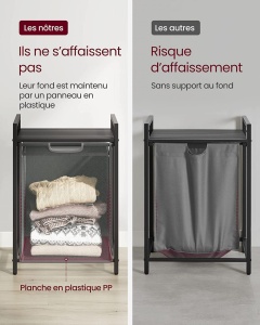 Cos de rufe, Vasagle, Negru-Gri, 50x33x76 cm - Img 5