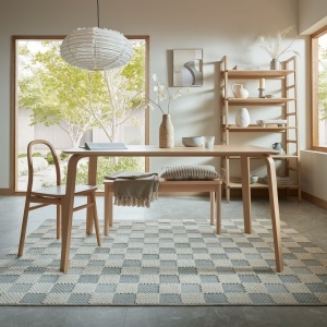 Covor Muted Checkerboard Albastru 155x230 cm