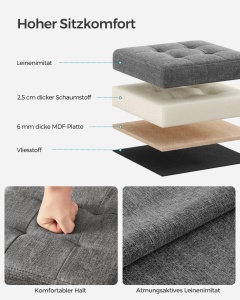 Cufar depozitare Ottoman Songmics Gri 30x30x30 cm - Img 3