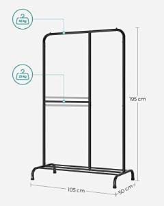 Cuier, Songmics, Negru, 105×50×195 cm - Img 7