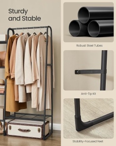 Cuier stander Negru Songmics 101.7x40x153.3 cm - Img 5