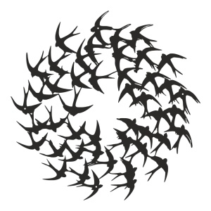 Decoratiune de perete din metal, Swarm, Negru, 0.2x50x50 cm