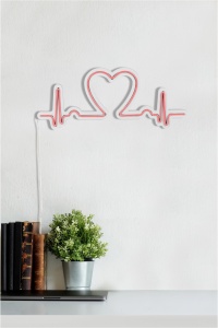 Decoratiune luminoasa LED de perete Love Rhythm Roz 51x21x2 cm - Img 5